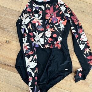 Floral Long Sleeve One Piece Swimsuit